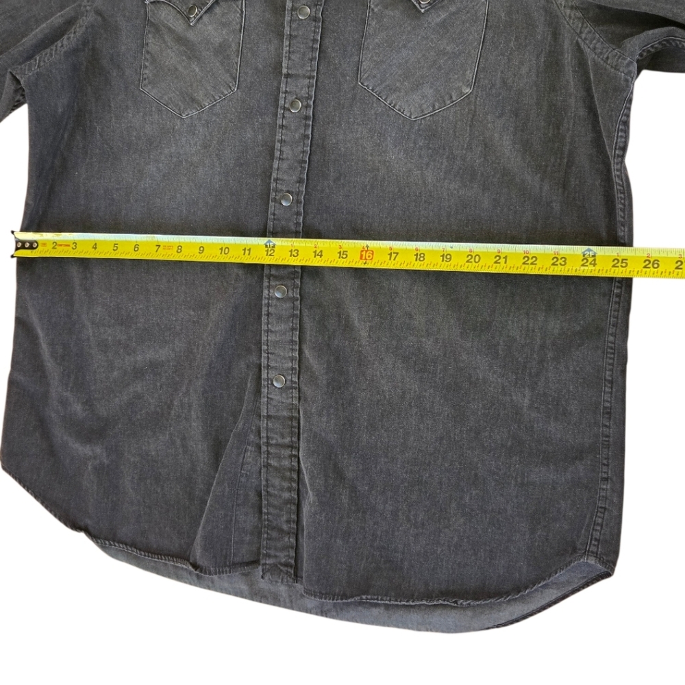 Polo Ralph Lauren Men's XXL Western Shirt Washed Black 100% Cotton Snap Front - Picture 11 of 16